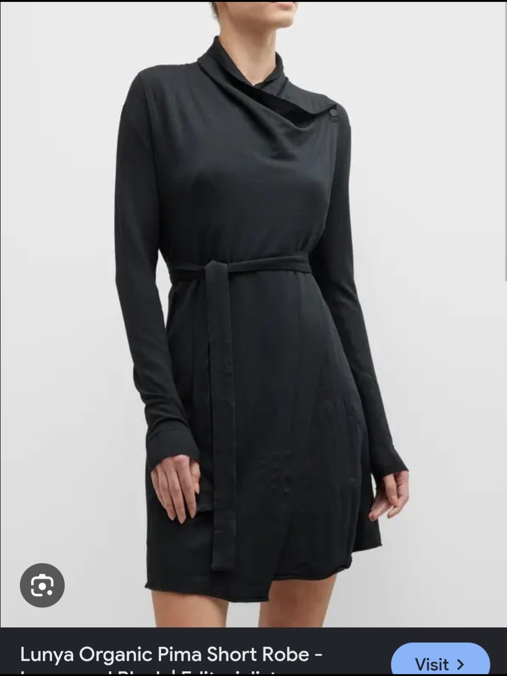 Lunya "The Robe" Short Organic Pima Cotton Black Xs/S